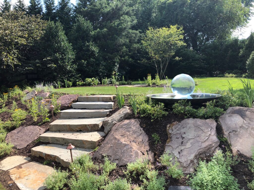 Sphere Fountain in Garden