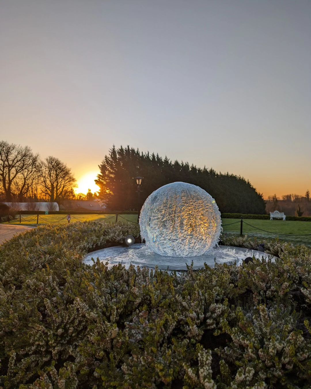 Aqualens Sphere Fountain in the Winter